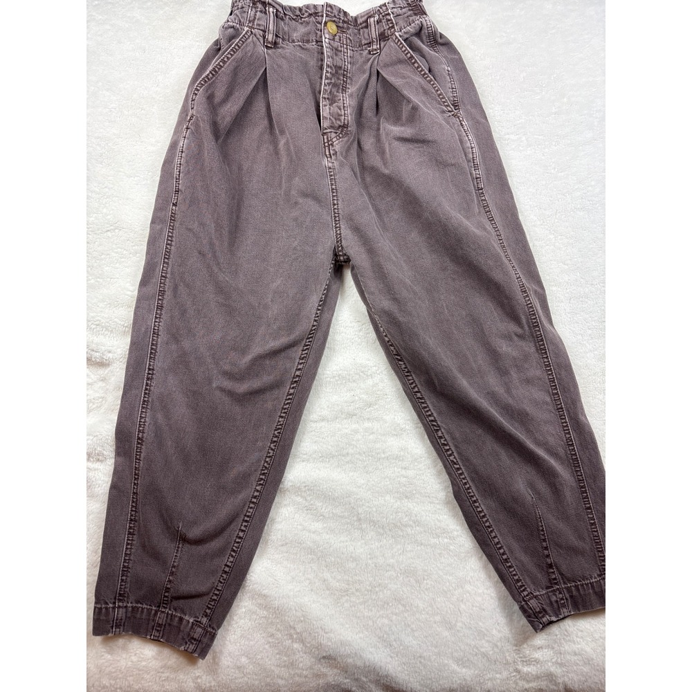 We The Free People Baggy Tapered Pleated Jeans Faded Purple XS Button Fly